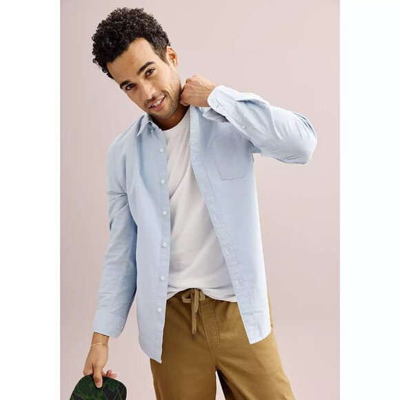 Perfect Length Untucked Button Down Shirt Gray Sonoma Goods For Life size Medium - Picture 2 of 12